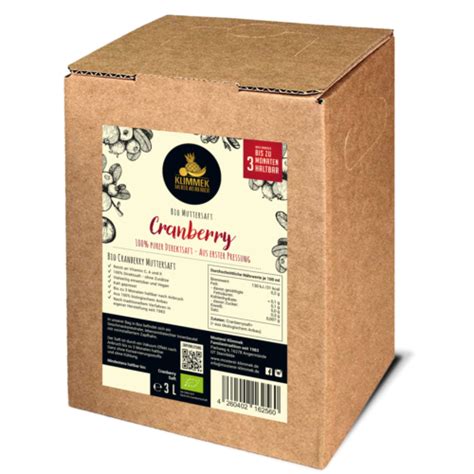 Klimmek Bio Cranberrysaft Muttersaft L Bag In Box Ebay