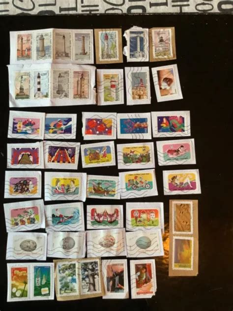 Lot De De Timbres Adh Sifs Oblit R Sur Fragment Tous Diff Rents