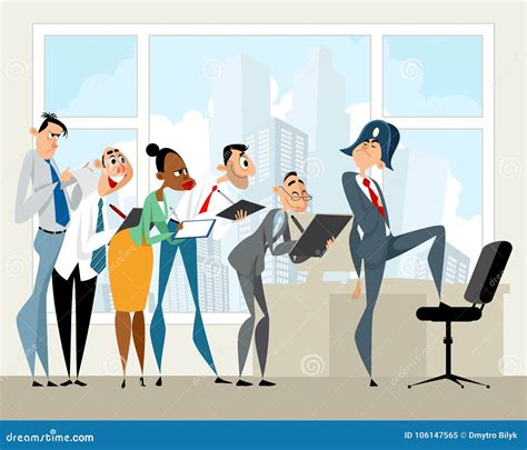 Boss And His Employees Stock Vector Illustration Of Communication