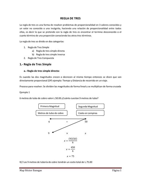 Guia Regla De Tres Regla De Tres La Regla De Tres Es Una Forma De