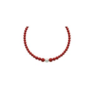 MILUNA Collana Terra E Mare Corallo Rosso E Perle PCL5321 Gioielleria