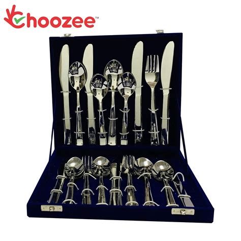 Choozee 32 Pieces Designer Cutlery Set 8 Dessert Spoons 8 Dessert