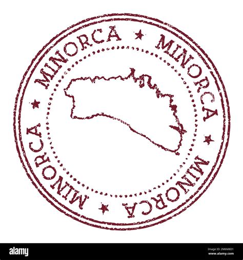 Minorca Round Rubber Stamp With Island Map Vintage Red Passport Stamp