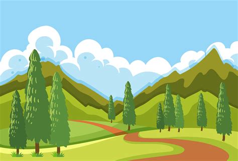 A flat mountain road landscape 444873 Vector Art at Vecteezy