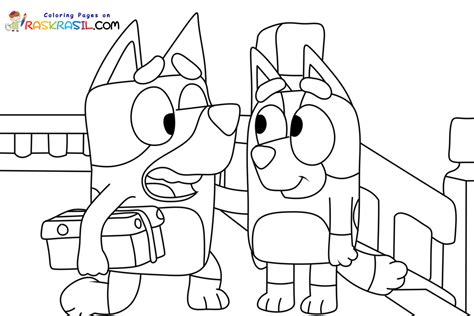 Coloriage Bluey et Bingo à imprimer