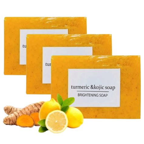 3 Pack Turmeric Soap Bar Organic Tumeric Soap For Face And Body Lemon Turmeric Bar Soap With