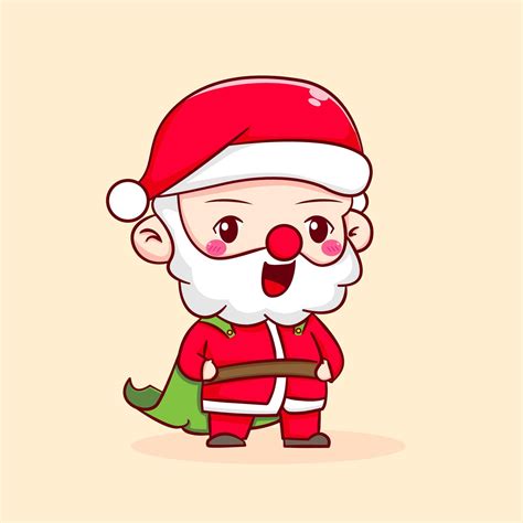 Cute Santa Claus Chibi Cartoon Character Hand Drawn Style Illustration