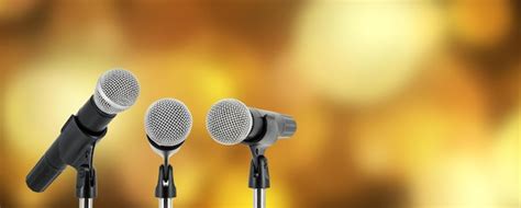Premium Photo | Press conference microphone with background or concept ...