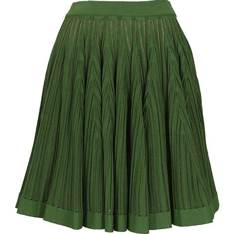 Azzedine Alaïa green knit and transparent knit flared skirt 2 400