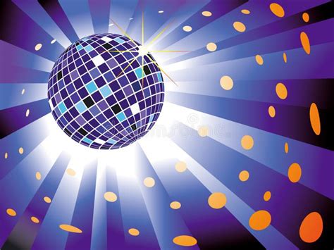 Sparkling Disco Ball On Blue Light Burst Stock Vector Illustration Of