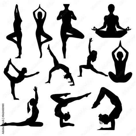 Silhouettes Of Yoga Silhouette Of Yoga Silhouettes Of Yoga Poses Stock