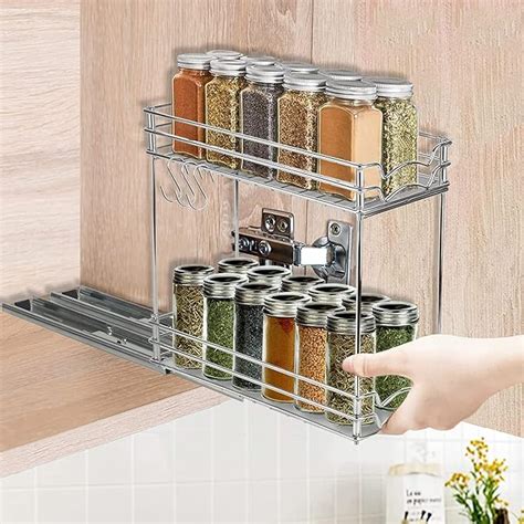 Amazon 2 Tier Slide Out Spice Rack Heavy Duty 5 W Pull Out Spice