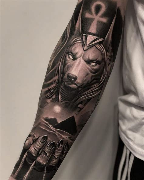 Anubis Black White Realism Tattoo Tatuajes De Ojo Egipcios