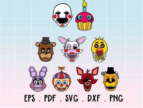 Fnaf Five Nights At Freddy Characters Layered Svg Dxf Vector Etsy