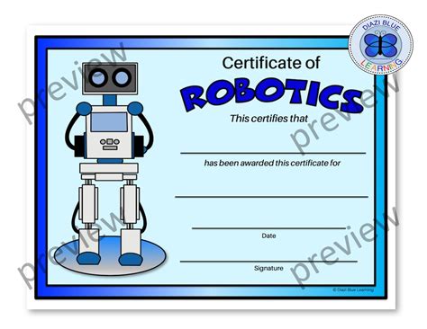 Robotics Award Robotics Certificates Certificate Of Robotics