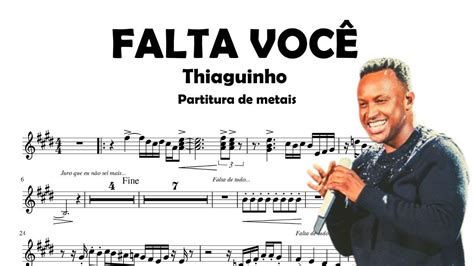 Falta Voc Thiaguinho Partitura De Metais Youtube