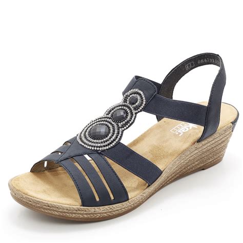 Rieker Wedge Sandal With Embellished Disc Detail Qvc Uk