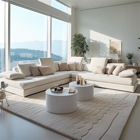 Premium AI Image | White sectional sofa in a spacious living room