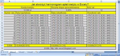 Abc Excel Jak Stworzy Harmonogram Sp At Kredytu W Excelu