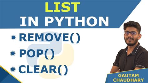 15 List Methods Remove Pop Clear In Python Python Tutorials For Beginners Youtube