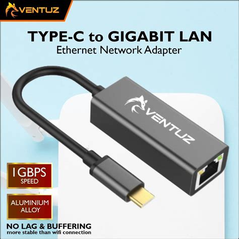 Ventuz Converter Usb Type C To Gigabit Ethernet Lan Rj45 101001000