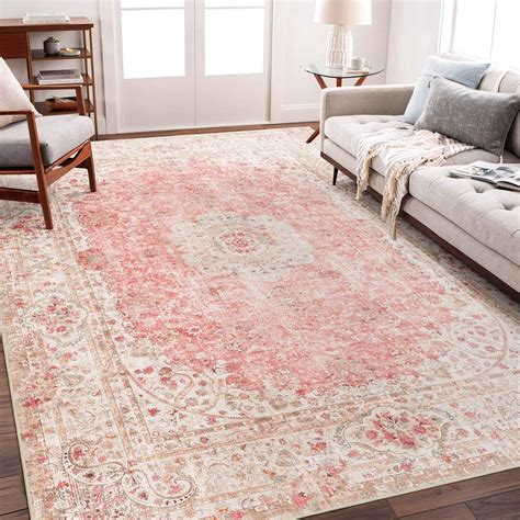 Castage 5x7 Area Rugs Washable Pink Rug For Living Room Bedroom Kitchen