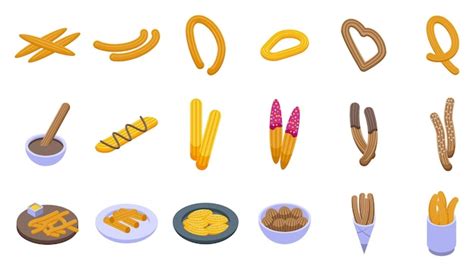 Premium Vector Churros Icons Set Isometric Vector Mexican Chocolate