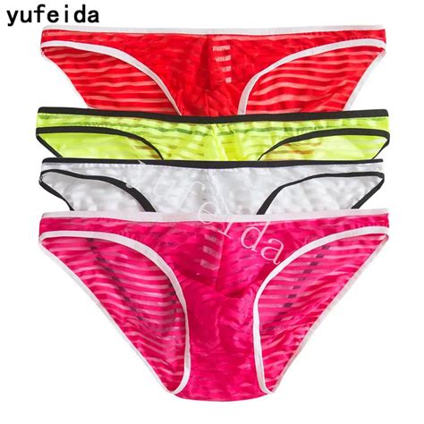 Yufeida 4pcs Sexy Mens Underwear Hip Empty Briefs Open Crotch Men