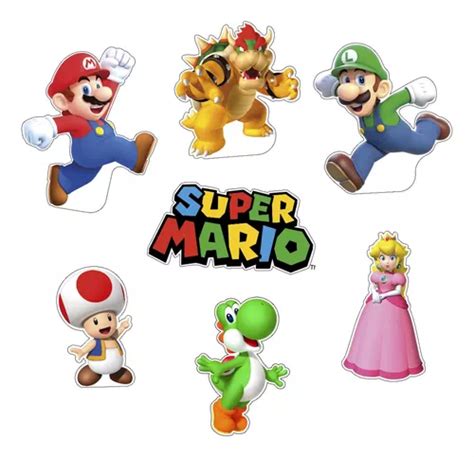 Figuras Mario Bros Base Rígida Kit 7 Pzas Coroplast