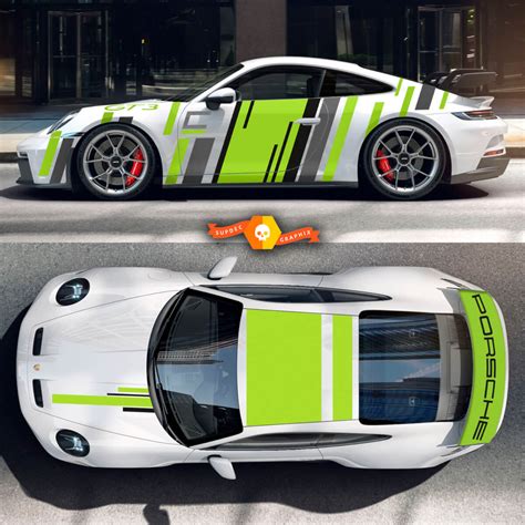 2 Colores Porsche 991 Gt3 Kit De Pegatinas Hood Roof Tail Spoiler Wrap