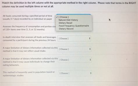 Solved Match The Definition In The Left Column With The Chegg