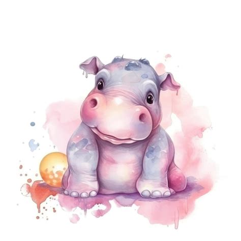 Premium Ai Image Watercolor Hippo