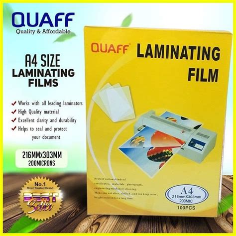 Hot Sale QUAFF LAMINATING FILM A4 100 FILMS PER PACK 200 250MIC