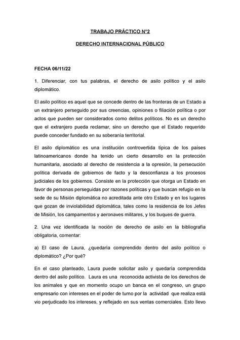 Derecho Publico TP 2 TP2 APROBADO TRABAJO PRÁCTICO N DERECHO