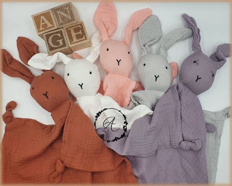 Doudou Lapin En Gaze De Coton Etsy