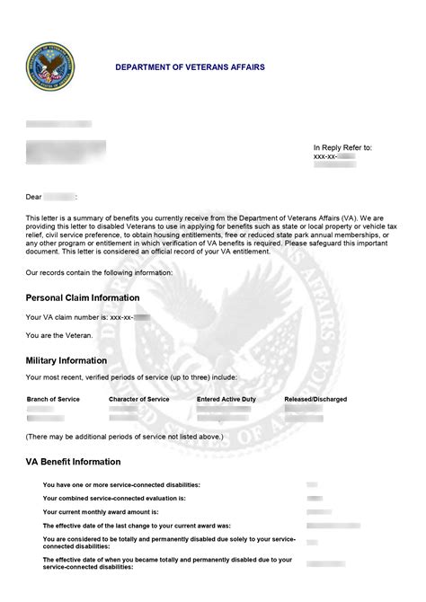 Va Benefits Letter Sample