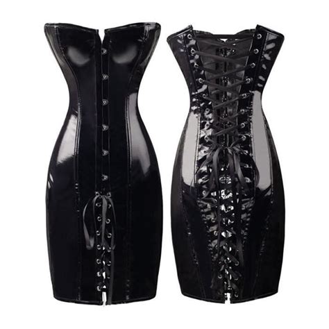 Wonder Jolies Femmes Robe Corset En Simili Cuir Sexy Wetlook PVC