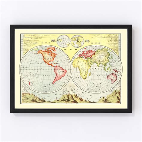 Vintage World Hemispheres 1906 By Teds Vintage Art