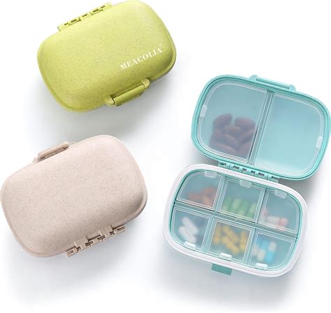 3 Pack 8 Compartments Travel Pill Organizer Moisture Proof