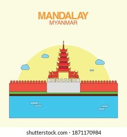 Mandalay Palace Mandalay Myanmar Vector Illustration Stock Vector