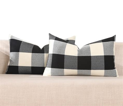 Black And White Lumbar Plaid Pillow Covers X Set Of Black Buffalo