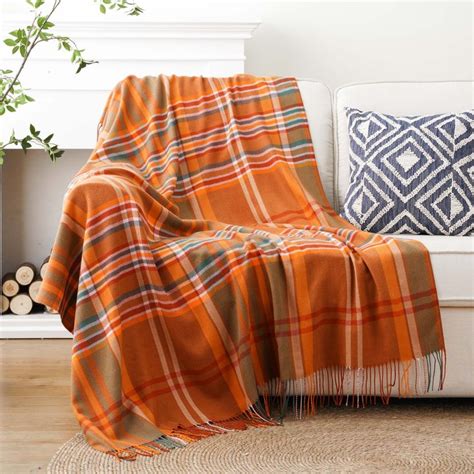 Orange Plaid Throw