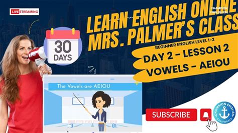 Vowels Aeiou Esl Beginner Class A Days To Speak English Champion