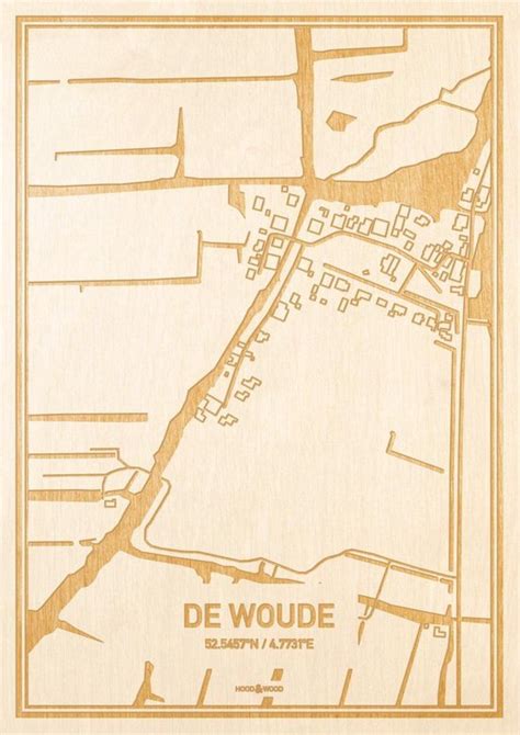 Kaart De Woude Gegraveerde Stadskaart Hood Wood Hout A Bol