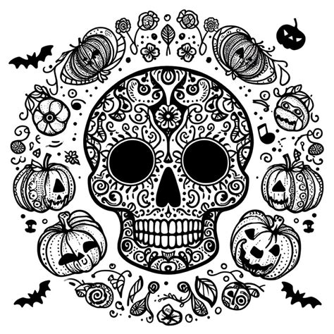 Coloriage Mandalas Halloween T Te De Mort Et Citrouilles