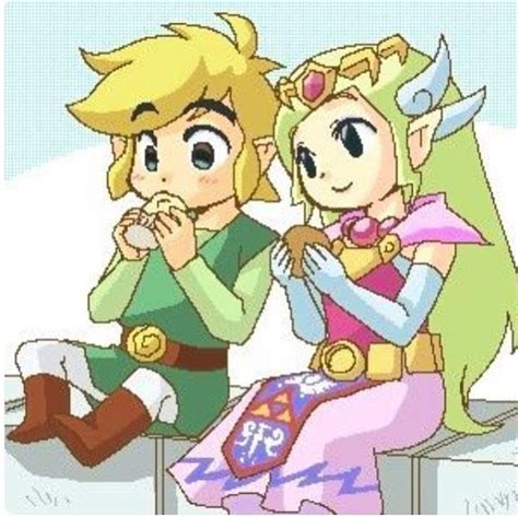 The Legend Of Zelda And Princess Zelda Sitting Next To Each Other On A