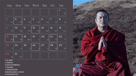 Calendar Chung Rinpoche