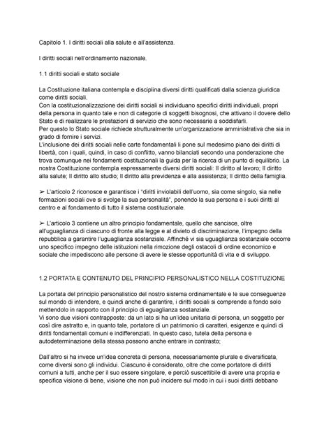 Diritto Sanitario Riassunto Completo Capitolo I Diritti Sociali