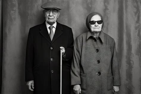 Retrato De Una Pareja De Ancianos En El Estudio Ai Generativa En Blanco