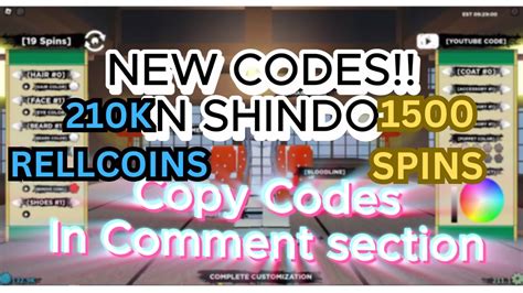 NEW CODES IN SHINOBI LIFE 2 200K RC AND 1500 SPIN ROBLOX SHINOBI